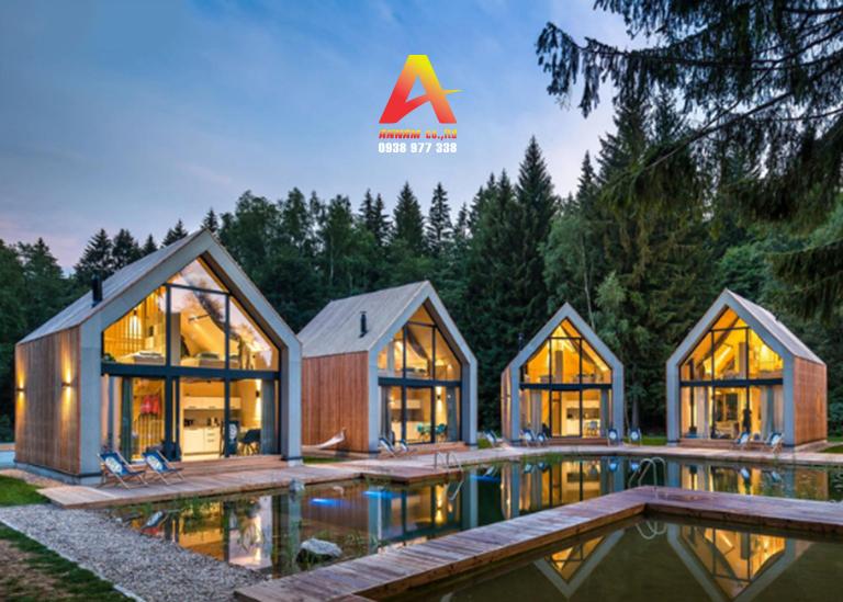 Nhà homestay lắp ghép khu nghĩ dưỡng sang trọng, hiện đại đơn vị thi công nhà lắp ghép